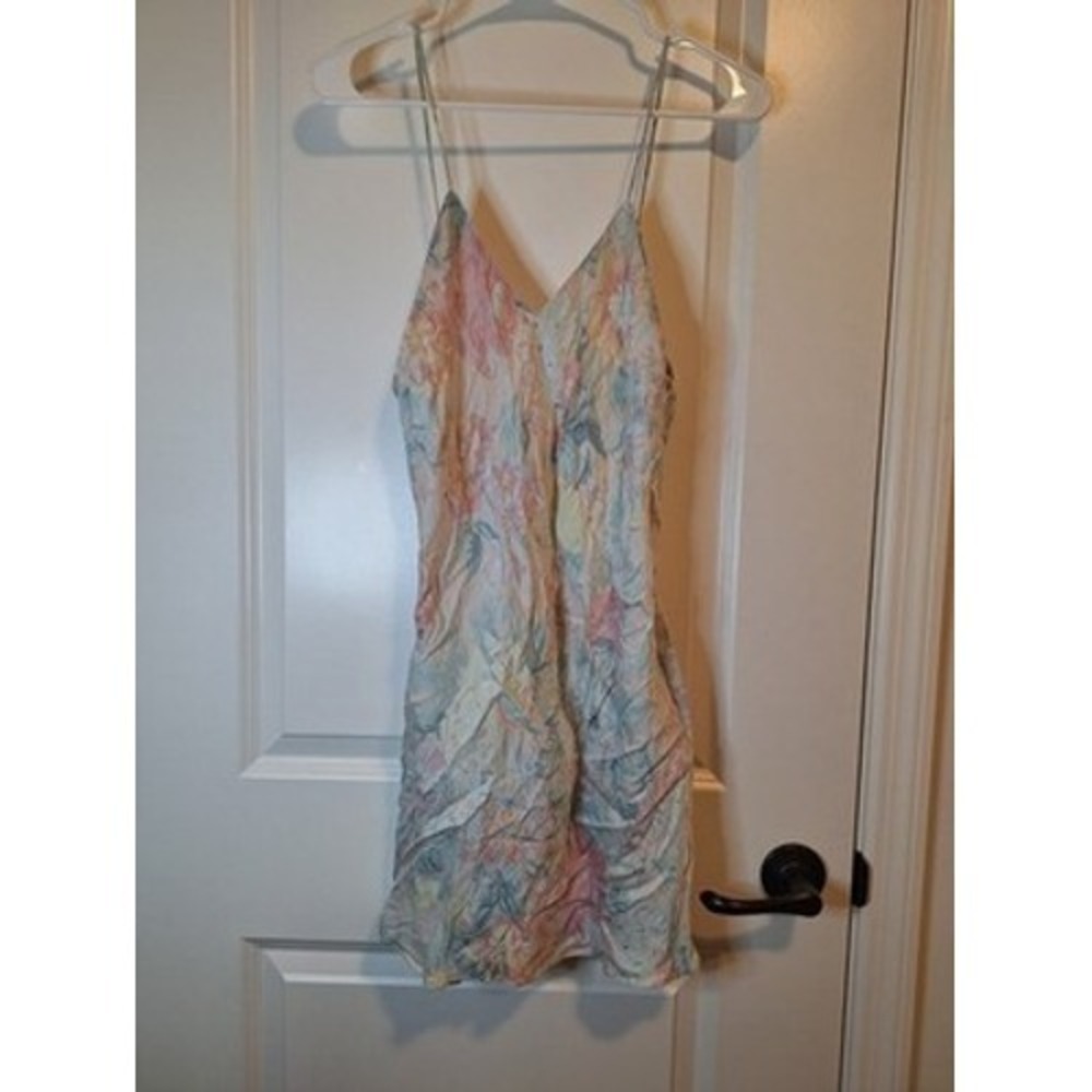 Vintage Gold Label Victoria Secret Floral Print 100% Silk Chemise Size Small